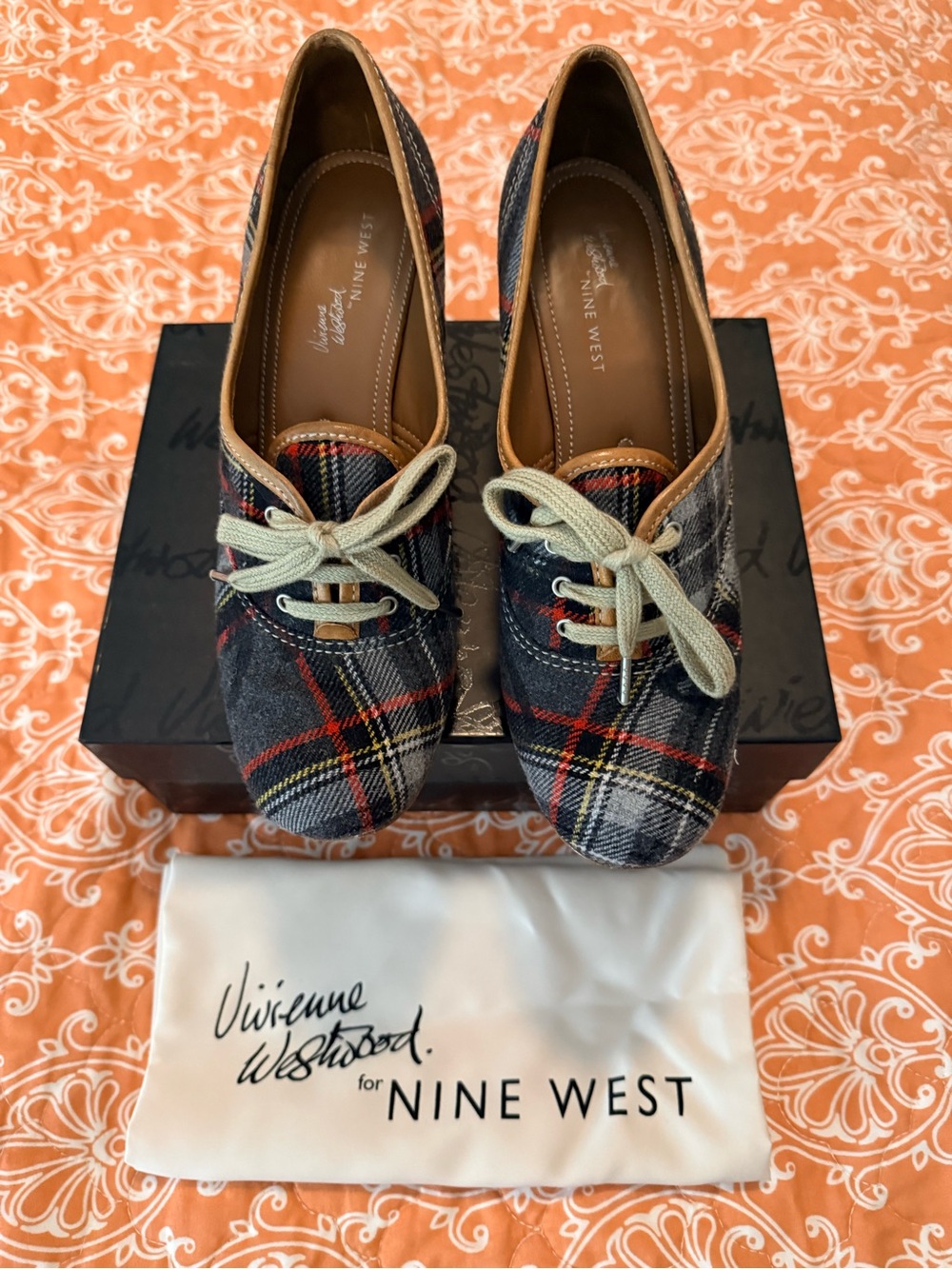 Rare Y2K Vivienne Westwood for Nine West Plaid Tartan Heels w/ Box & Dust Bag
